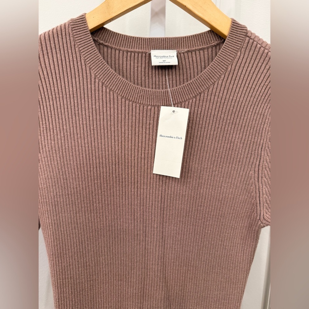 Abercrombie & Fitch Brown Ribbed Long Sleeve Sheath Dress - Picture 2 of 5